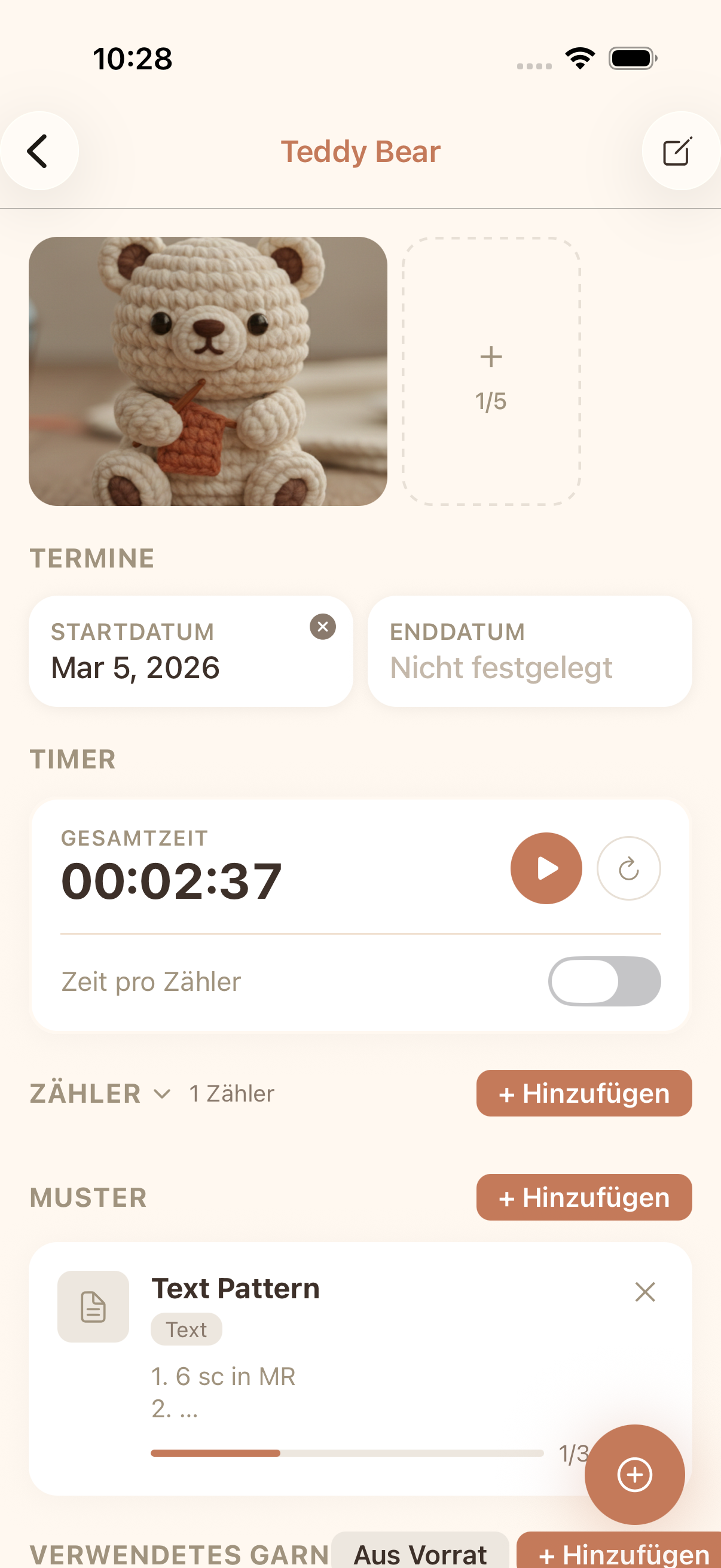 cromu Häkel-Maschenzähler App mit mehreren Zählern, Fortschrittsbalken und Reihenverfolgung