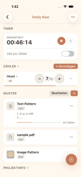cromu Handarbeits-Timer App mit Sitzungsverfolgung, Zähler-Timern und Hintergrundbenachrichtigung