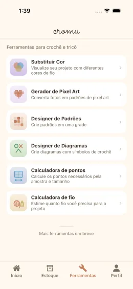 Ferramentas criativas do cromu incluindo gerador de pixel art e designer de padrões