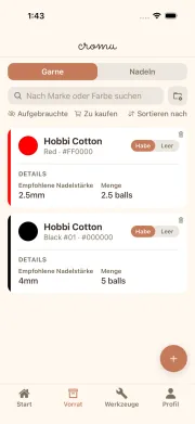cromu App Garn- und Nadellager Bestandsverwaltung
