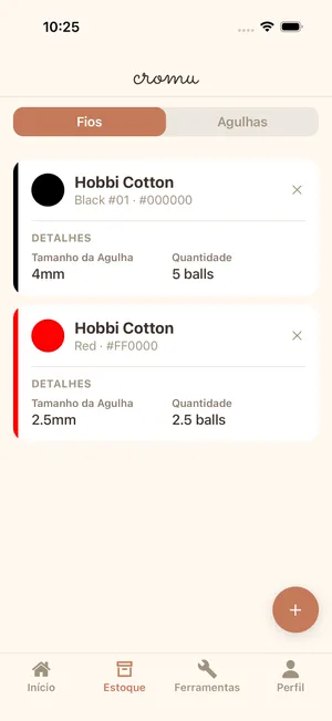 Estoque de Fios e Agulhas