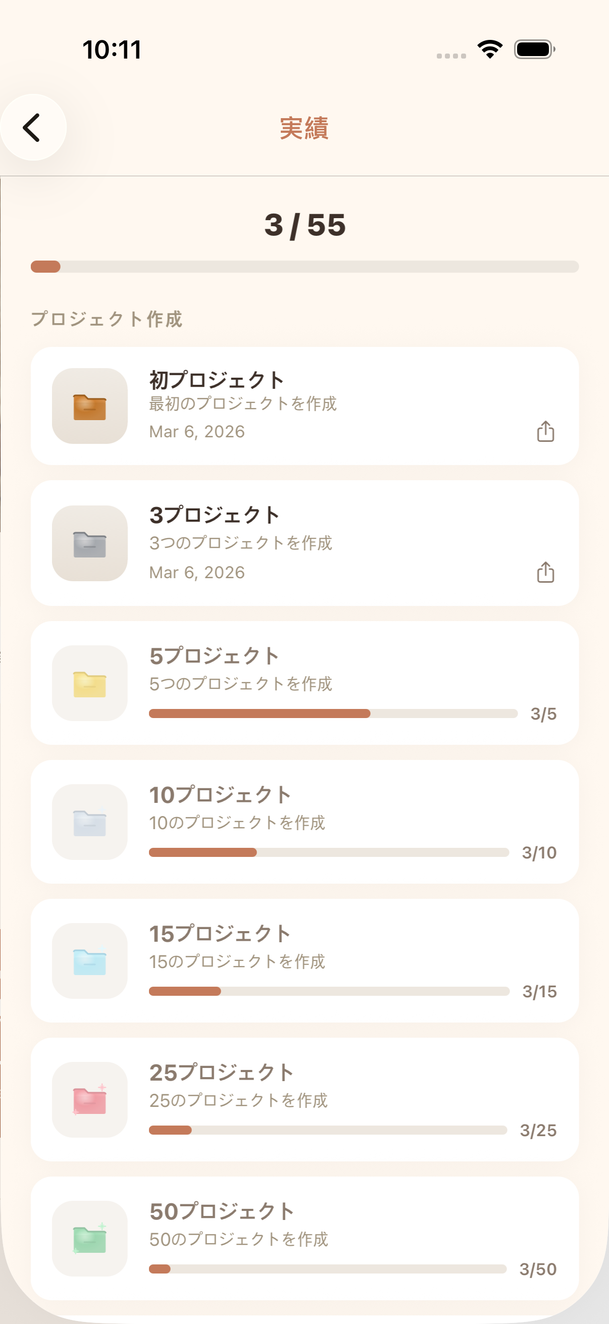 cromu 編み物トラッカーアプリ — 実績バッジ、アクティビティヒートマップ、作業統計画面