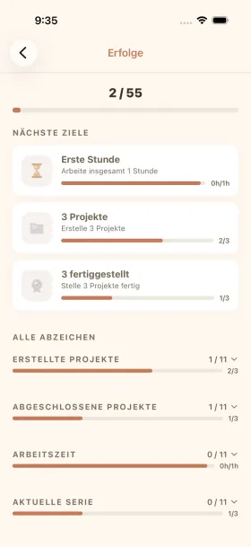 cromu Häkel-Tracker App mit Erfolgsabzeichen, Aktivitäts-Heatmap und Handarbeitsstatistiken