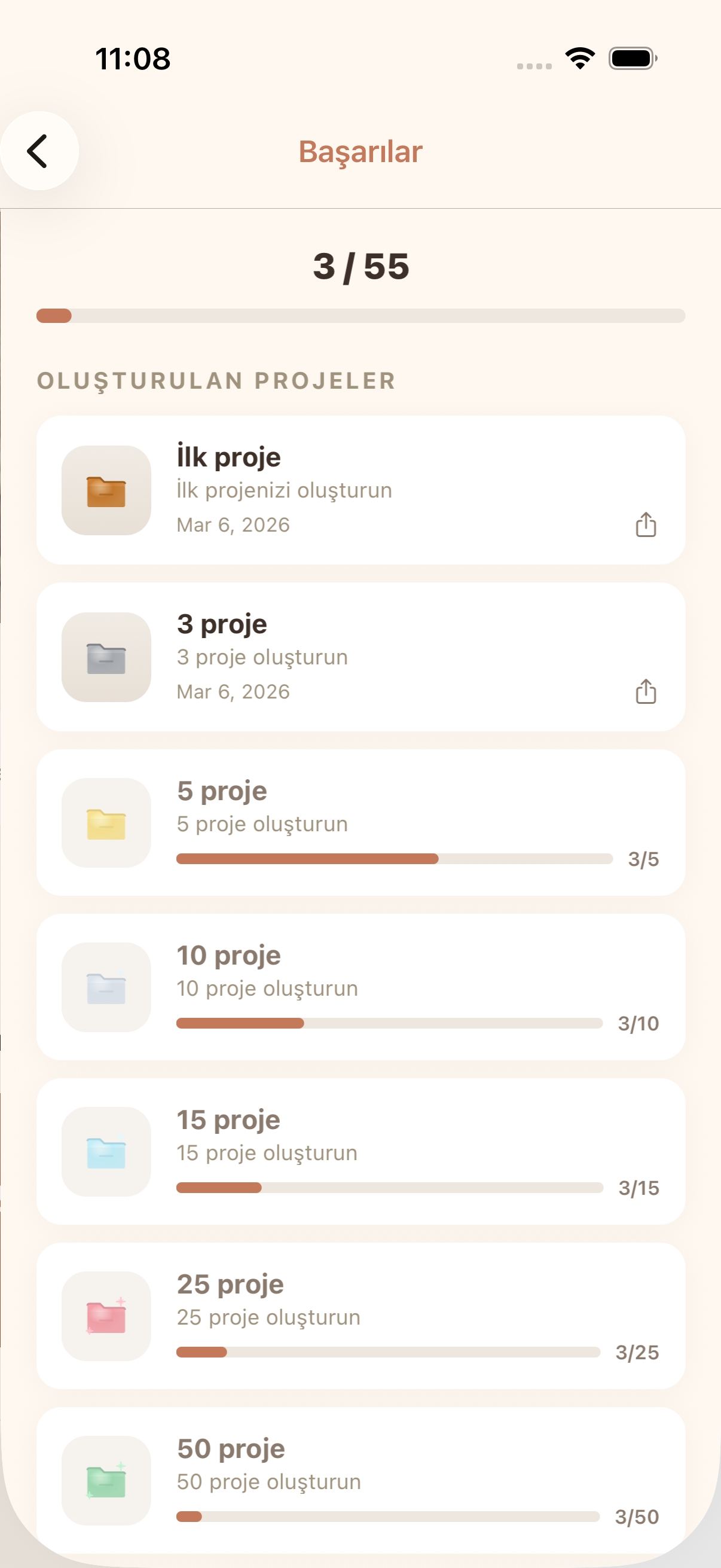 cromu tığ işi takip uygulaması: başarı rozetleri, aktivite ısı haritası ve el işi istatistikleri