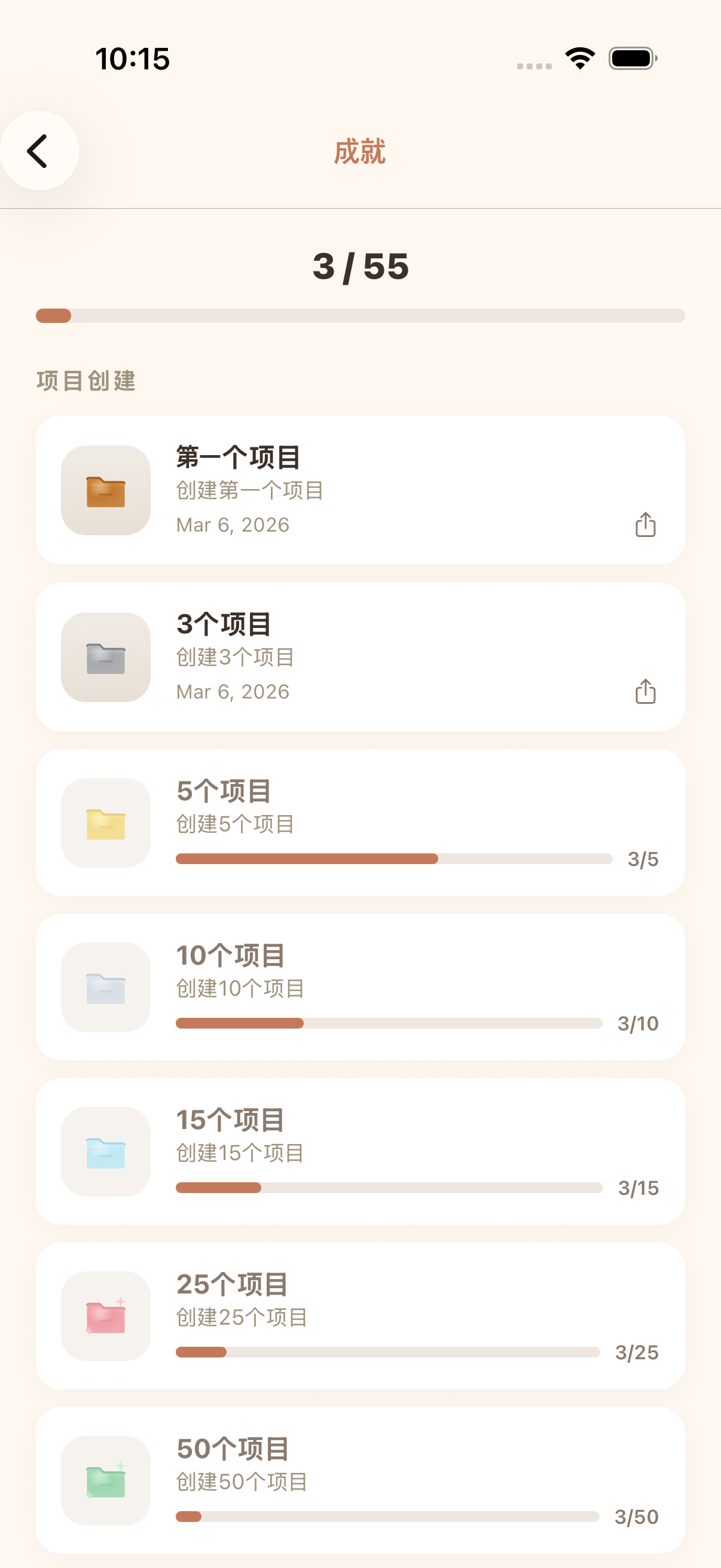 cromu钩针追踪应用，展示成就徽章、活动热力图和手工统计数据
