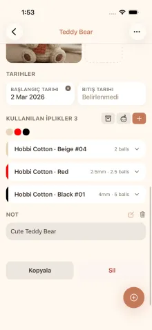 cromu uygulamasında proje bilgileri paneli - katlanmış ve açılmış hali